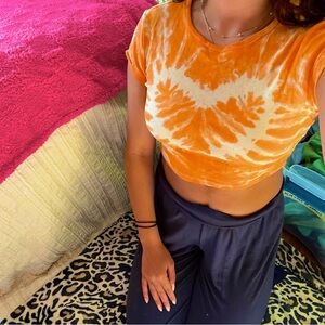 H&M tie dye heart crop top